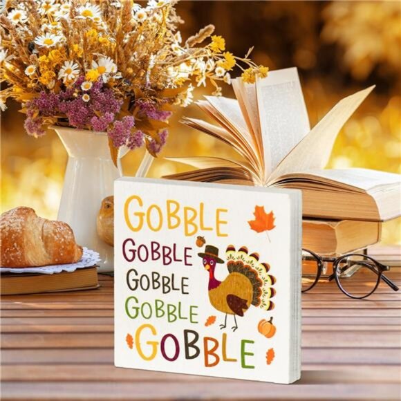 Thanksgiving Wooden Decor Indoor, Turkey Decor Gobble Box Sign - Picture 6 of 7